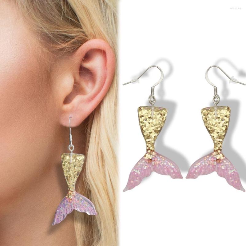 

Dangle Earrings Bling Girl Mermaid Tail Fairy Ocean Sea Nautical Drop For Women Chain Brinco Oorbellen Jewelry