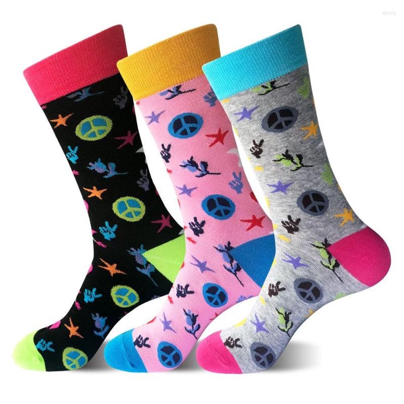 

Men's Socks Colorful Cotton Men Crew Happy Sox Style Hip Hop British Casual Harajuku Designer Brand Novelty Wedding Pink Grey, Black