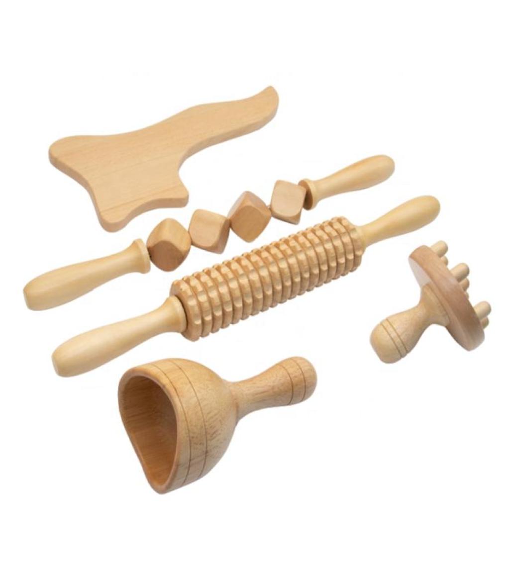 

5Pcs Wood Therapy Massage Tools Maderoterapia Colombiana Lymphatic Drainage Massager Roller Therapy Cup Anti Cellulite5033487