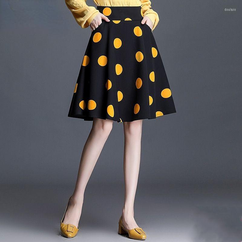 

Skirts 2023 Spring Summer Midi Skirt Vintage Womens Dot Pattern Streetwear High Waist Pleated Elegant Design Z85, Bodianqun