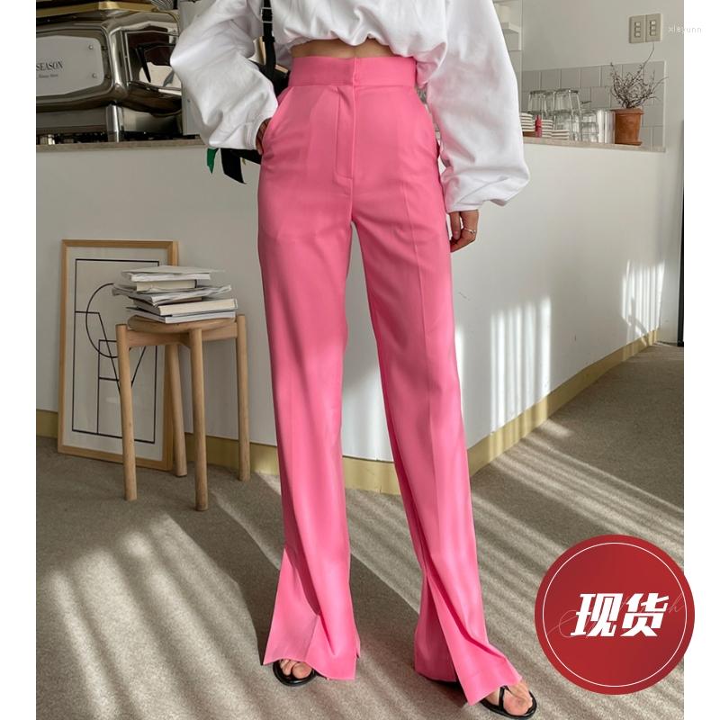 

Women's Pants Side Slit Suit Women 2023 Early Spring High Waist Temperament Straight Loose Hanging Feeling Mopping Casual Tide, Pink