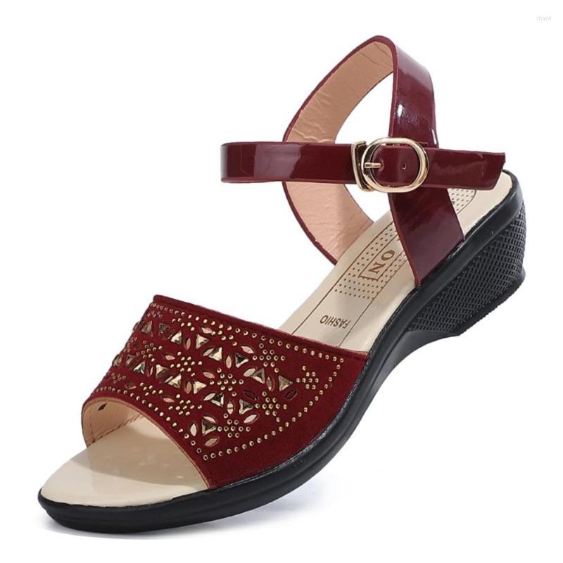 

Sandals Women Shoes Daily Outside Wear Wedged Rhinos Diamond Inset Everything Matching Open Toe After Empty Fairy Wind, Beige
