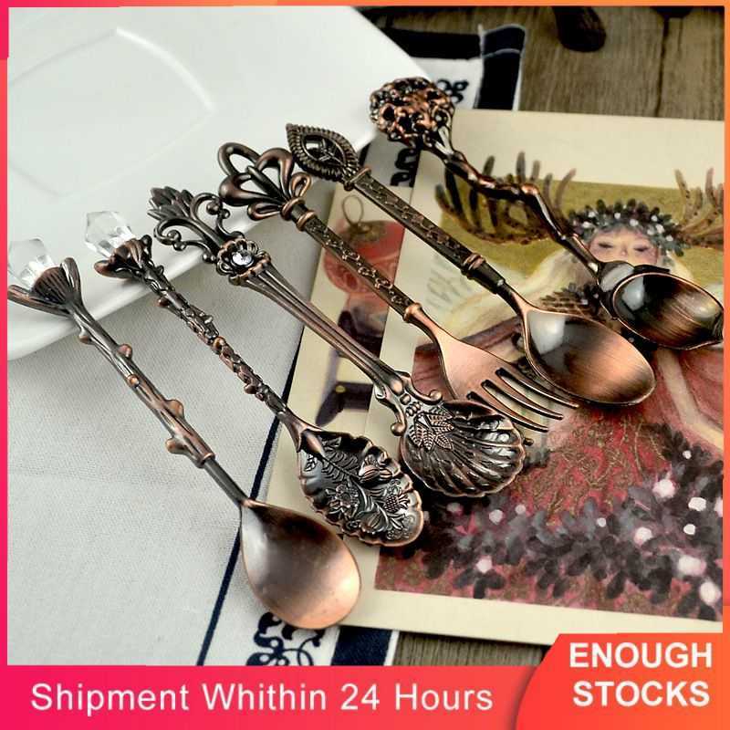Coffee Scoops Vintage Carved Coffee Spoon Retro Carved Decorative Coffee Spoons Dessert Spoons For Cake Creative Milk Mixer Spoon For Kitchen P23-image-864090582