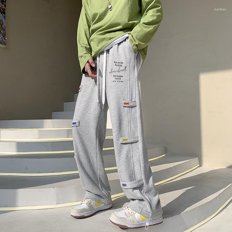 

Men's Pants Streetwear Men Harajuku Patchwork Casual Sport Sweatpants Skateboard Black White Gary Letter Ankle Length Trousers