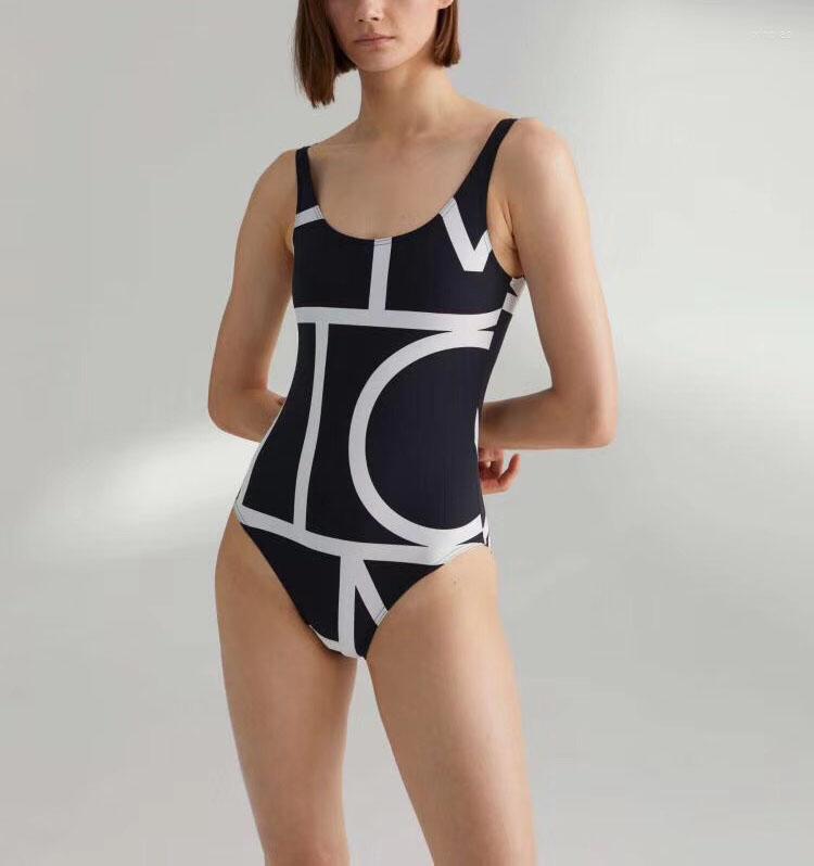 

Women's Swimwear Print Positano Sporty Swimsuit Negative Deep Back High-cut Leg One Piece Summer Woman 2023ss, Black