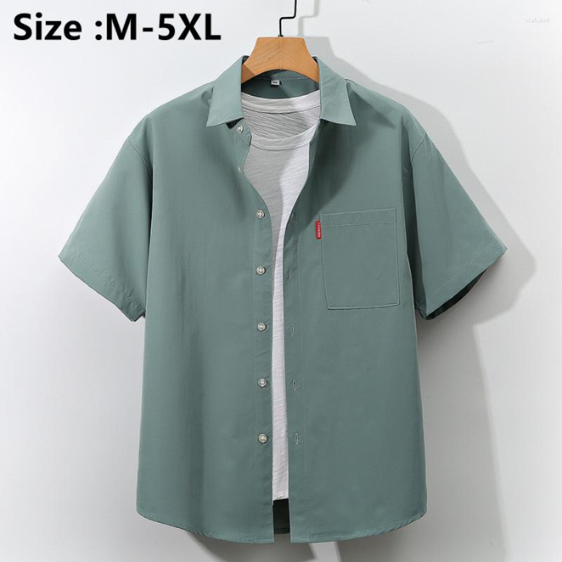 

Men's Casual Shirts Plus Size  5XL Men's Summer Short Sleeve Solid Oversized Button Slim Male T-shirts Camisas De Hombre, Blue