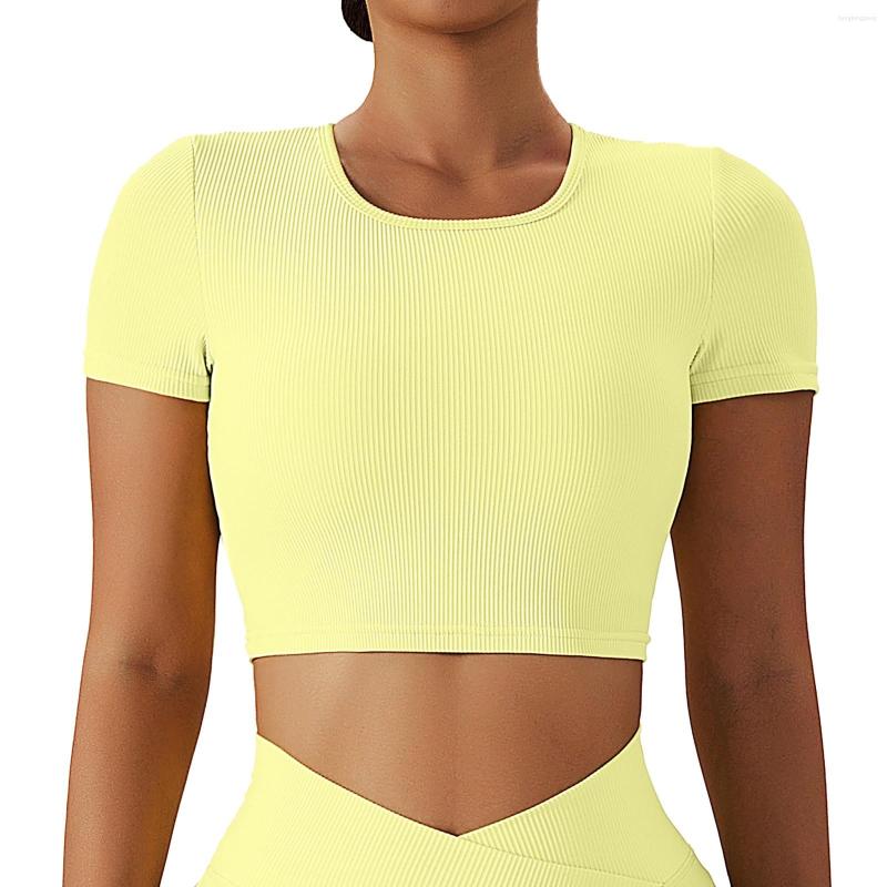 

Women' T Shirts Women' Running Short Sleeved Hollowed Out Back Yoga Suit High Intensity Fast Drying Fitness Womens Long Sleeve Thermal, Yellow
