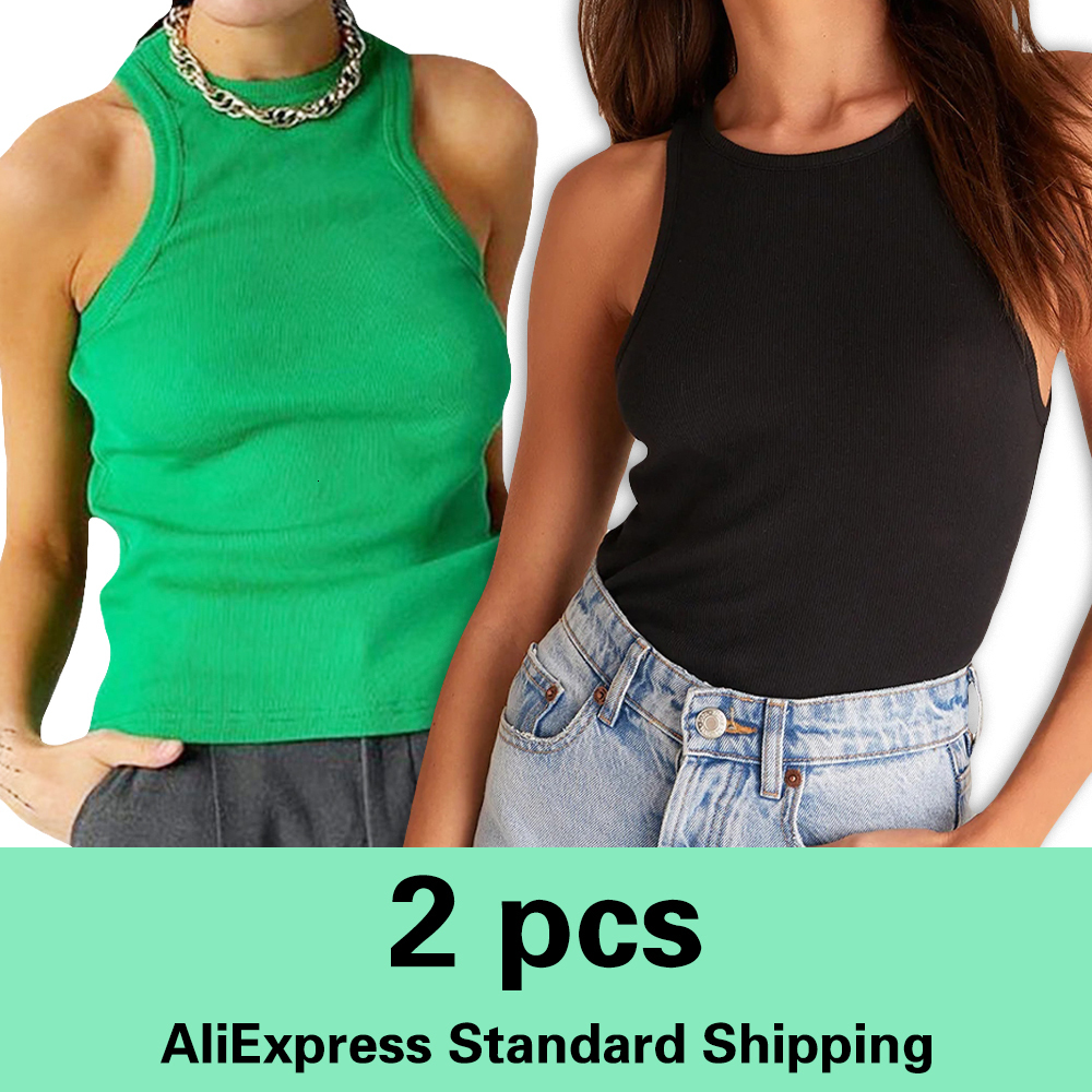 

Women's Tanks Camis Two Piece Summer Shirts Sexy Backless Tank top women y2k Tank Tops Rose Red Casual Sport Vest Off Shoulder top women t shirts 230509, Bx02-green black