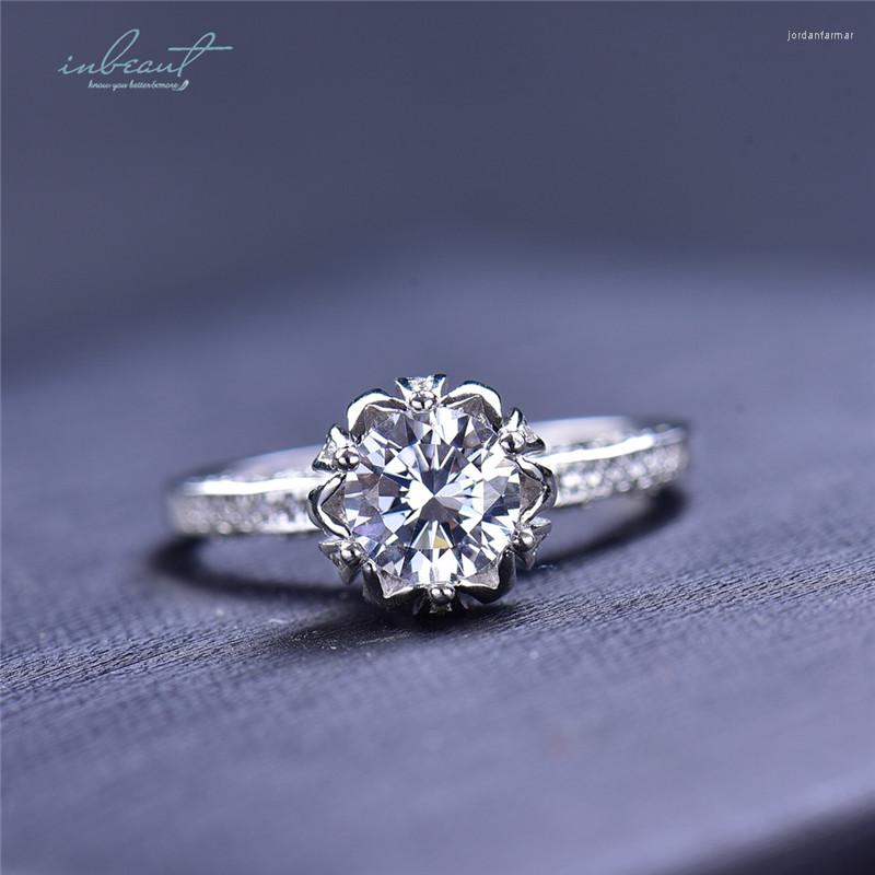 

Cluster Rings Inbeaut Arrival 925 Silver 1 Ct Excellent Cut D Color Pass Diamond Test Moissanite Party Ring For Women Gift Fine Jewelry