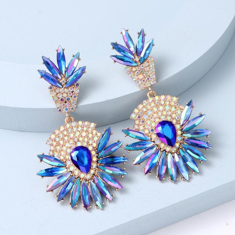 

Dangle Earrings Irregular Rhinestone Statement Long Pendant Round For Women Party Jewelry Accessories Gift