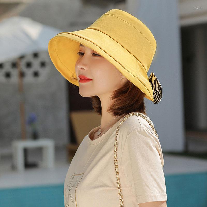 

Wide Brim Hats 2023 Summer Zebra Print Cow Sun Beach Hat Woman Cotton Bucket Ladies Travel Outdoor UV Protection 10cm Visors Cap, Black