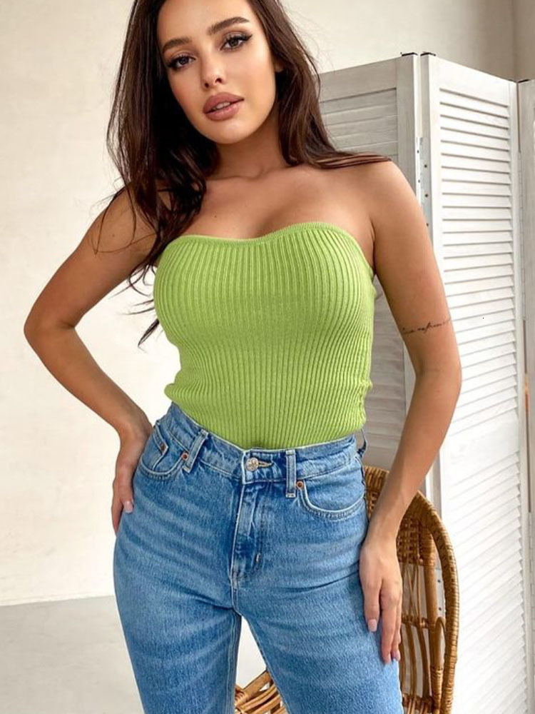 

Camisoles Tanks Knitted Straples Crop Corset Top Off Shoulder Sexy Sleeveless Female Tank Fashion Summer Slim Lady Tunic Tops 230508, Black