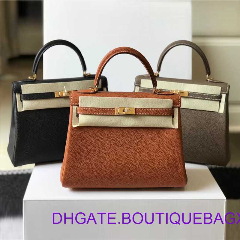 

Designer Hremm Kelys's Bags for sale High end quality bag top layer togo cowhide leather lychee pattern shoulder hand casual women's Have Real Logo, Light gray gold buckle