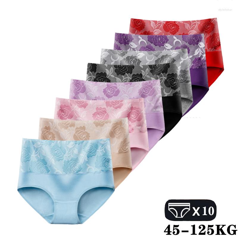 

Women's Panties 5XL Plus Size High Waist Jacquard Underwear Women Cotton Pantys Abdominal Briefs Postpartum Recovery For Ladies, 3-6pcs