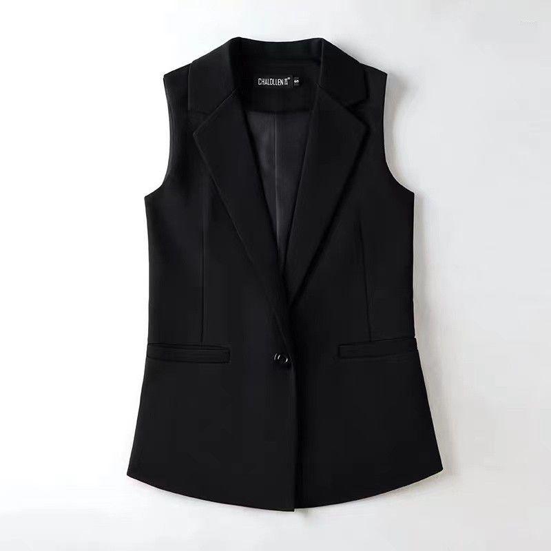 

Women's Vests Women's Vest Jacket 2023 Fashion Single Button Sleeveless Blazer Coat Korean Black Femme Waistcoat Tops -4XL Q98