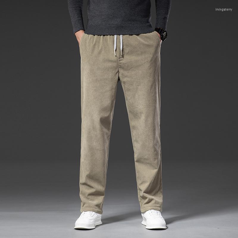 

Men's Pants 2023 Spring Men's Corduroy Straight Casual Drawstring Design Loose Khaki Trousers Male Brand Dark Gray Navy Blue, Black