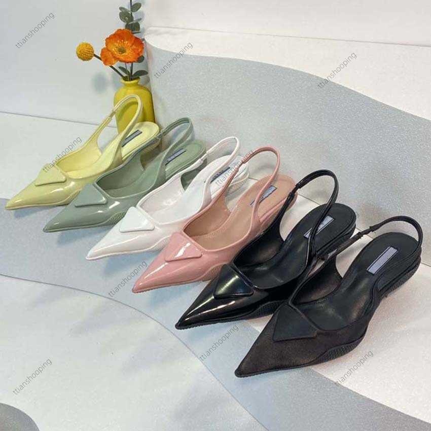 

High Quality Sandals Triangle Sexy Gauze Rhinestone Decorative Calico Ladies Dress Shoes Luxury Designer Smooth Leather Heel, #3