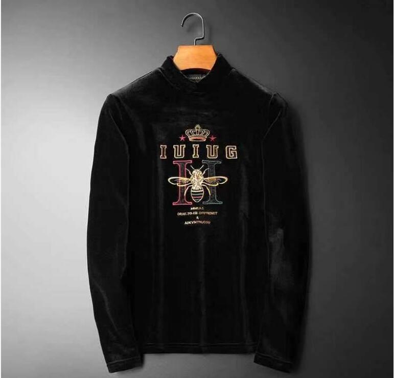 

Designer Undercoat Men's Fashion Brand Winter Golden Velvet Long Sleeve T-shirt Thickened and Velvet Warm Coat Men's High Neck T-shirt, W1