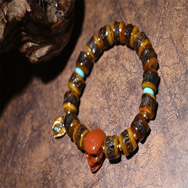 

Strand Jewellery Men Accessories Pulsera Hombre Beads Bracelet Old Gabala Rosary Precious Remains Eminent Lama Matching Agate Skull