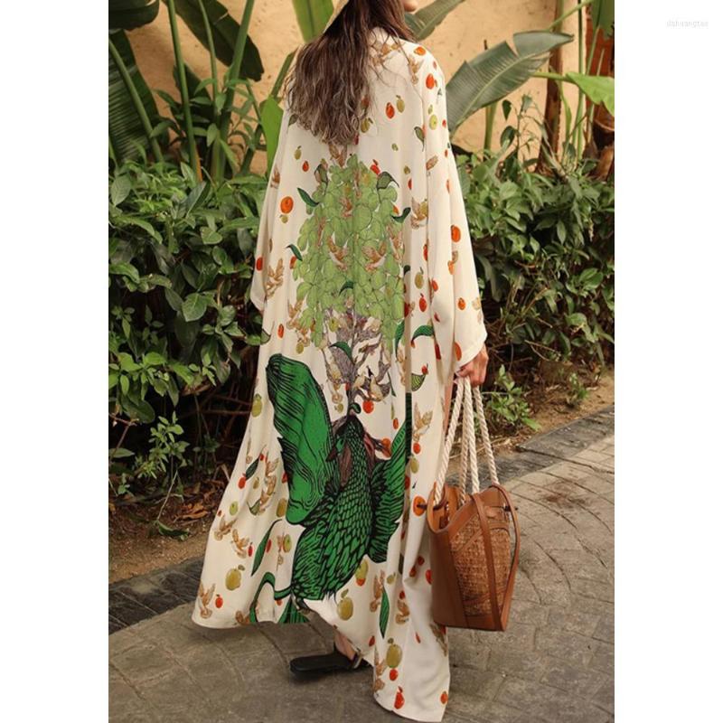 

Women' Swimwear 2023 Fashion Designer' Smock Beach Holiday Draped Yarn Animal Plant Print Women' Leisure Long Pattern Style, Blue