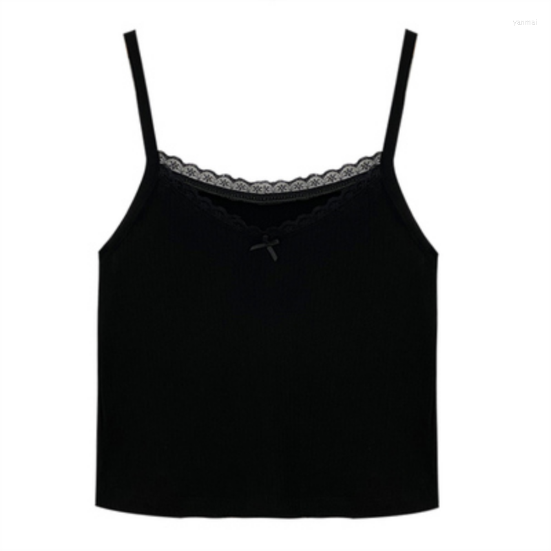 

Women's Tanks 2023 Summer Cotton Casual Knitted Women Tank Top Sexy Spaghetti Strap Lace Up Streetwear Slim Cute Crop Tops Cami, Shwt