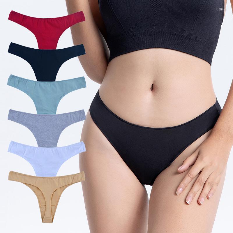 

Women's Panties 1PCS Cotton Thongs Tangas Sexy Women Underwear Low Waist G-Strings Female Seamless Panty V-String, Gy
