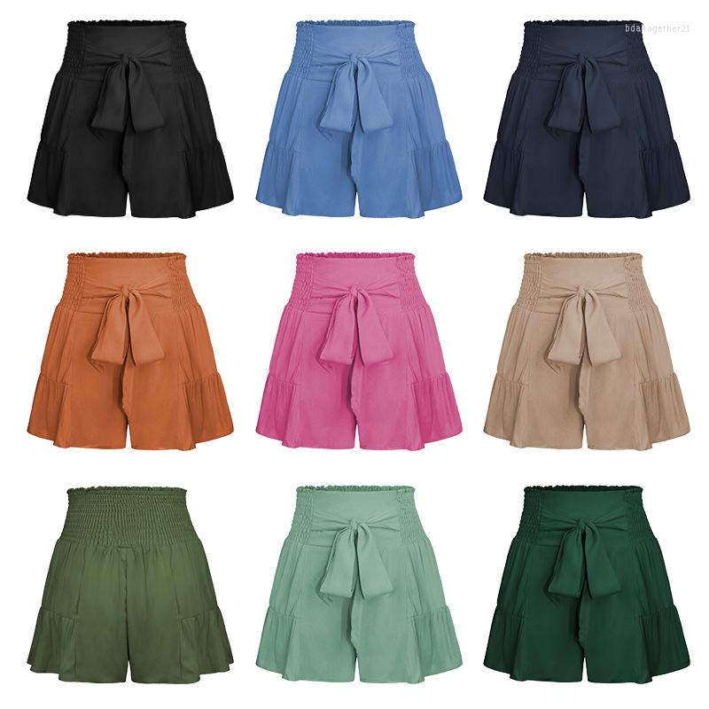 

Women's Shorts Women Short Pants Ruffle Bow Casual Elastic High Waist Female Pant Loose Bandage Summer Women's 2023, St02 bl