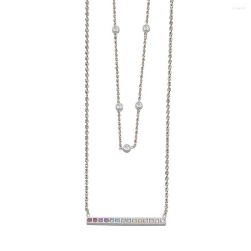 

Chains Horizontal Color Diamond Double Layer Steel Necklace