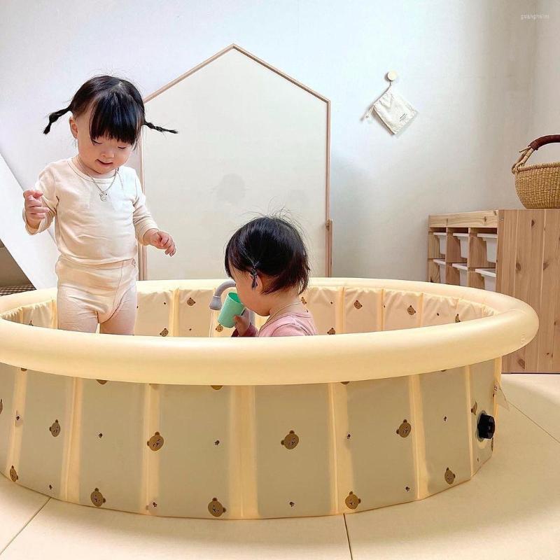 

Pool 2023 INS Korean Inflatable Beach Swimming Baby Indoor Outdoor Wading Soft PVC Round Color Ball Fence Play Space Room