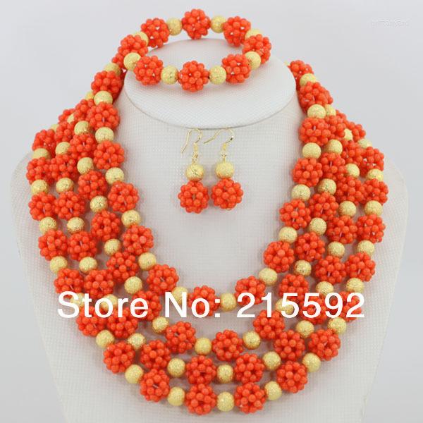 

Necklace Earrings Set !Nigerian Wedding African Coral Beads Jewelry Bridal CJ008, Picture shown
