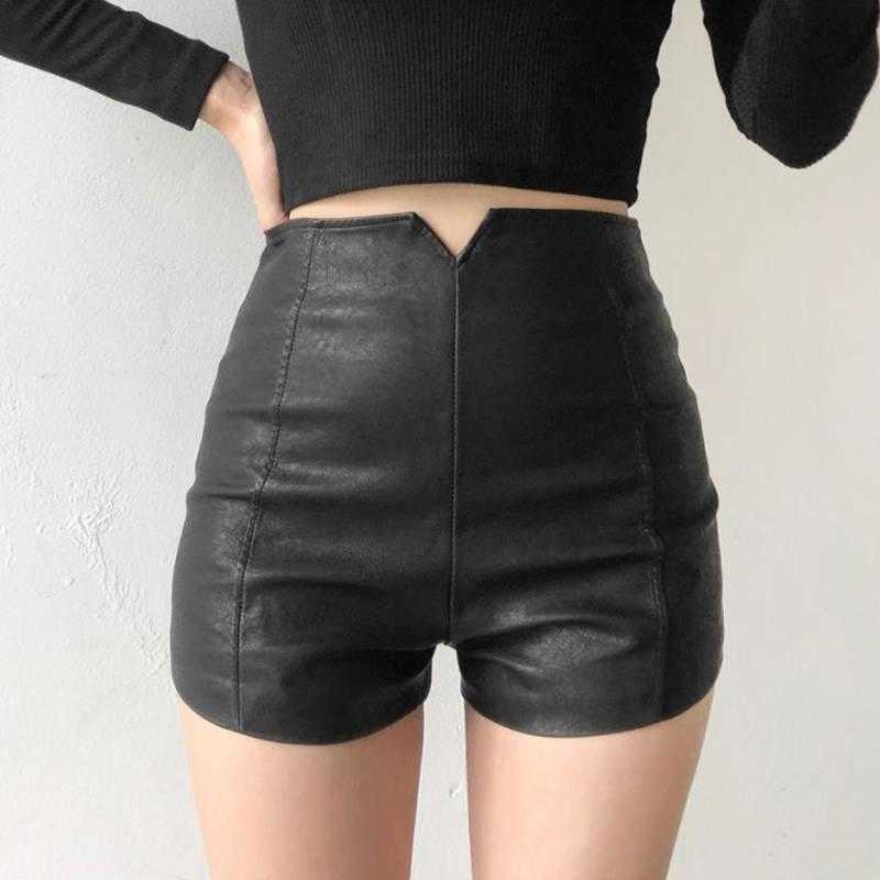 

Women's Shorts Women's 2021 New Female High Waist Bodycon Sexy Black Pu Leather Shorts AA230508, Beige