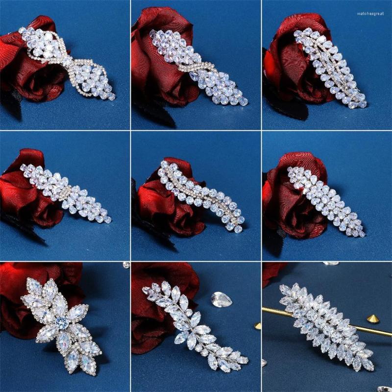 

Hair Clips Efily Est Cubic Zirconia Luxury Leaf Barrette Korean Fashion Accessoriesfor Women Girls Wedding Party Jewelry