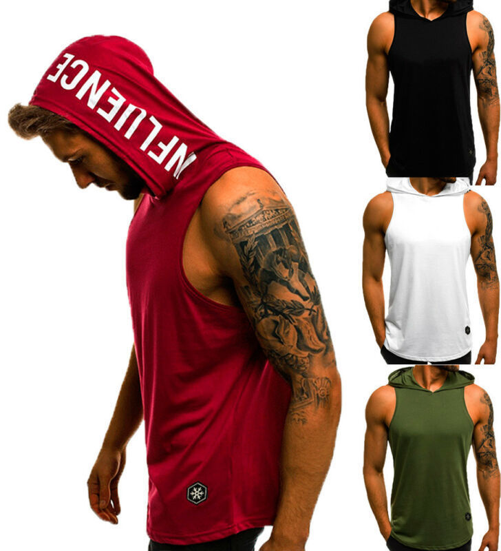 

Men's Tank Tops Men's Cotton Sleeveless Hoodie Bodybuilding Workout Tank Tops Muscle Fitness Shirts Male Jackets Top 230508, White