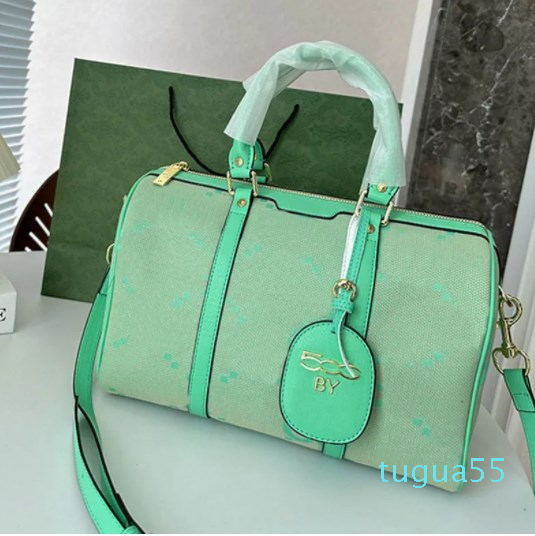 

Large Capacity Pillow Bag Canvas Women Shoulder Bags Classic Letter Tote Bags Metal Hardware Zipper Closure Vacation Travel, Green