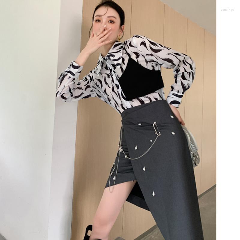 

Women' Blouses Spring Women' Large Shirt Spliced Oversize Print Long Sleeve Turn Down Collar Blouse Female Fashion Elegant Chic