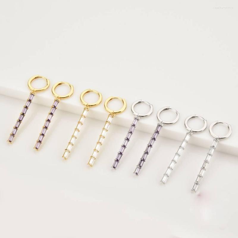 

Hoop Earrings Square Colored Zircon Chain Pendant Ear Hoops For Women Boho Piercing Fashion Jewelry Ins Same Earring Party Gifts