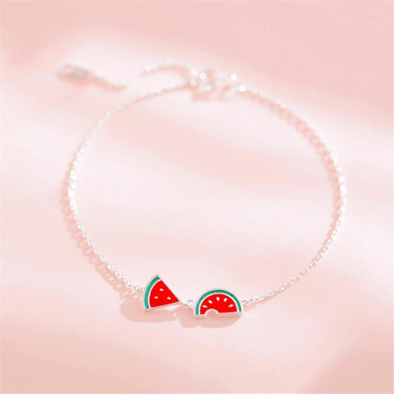 

Link Bracelets Creative Simple Cute Watermelon Fashion Silver Plated Jewelry Personality Sweet Epoxy Fruit SL076
