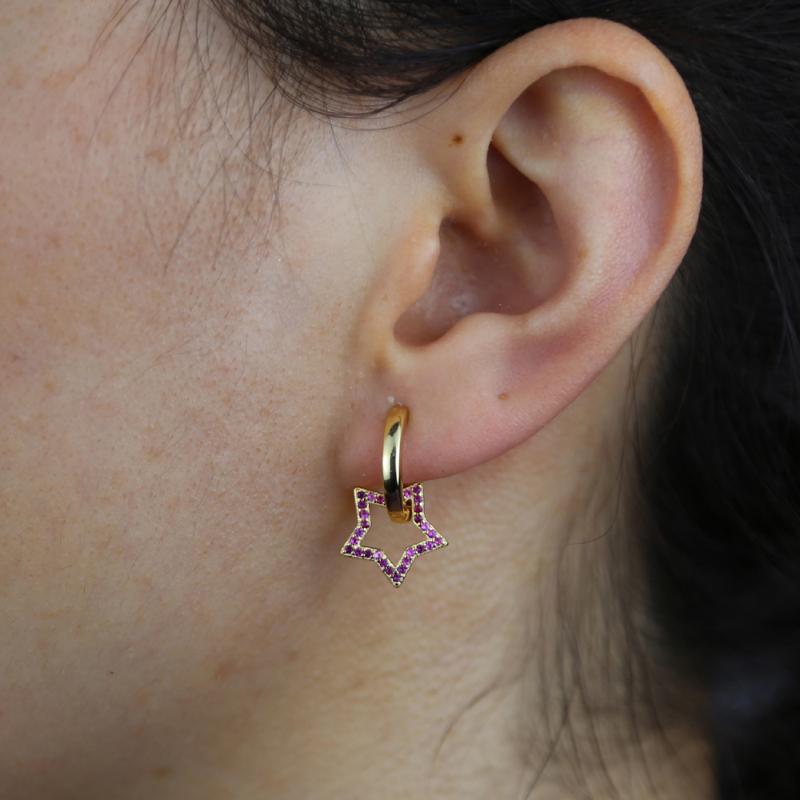 

Hoop Earrings & Huggie Mini Hoops Drop With Rainbow Cz Paved Heart Triangle Star Shape Dangle For Women Weddings Bride Jewelry Gifts