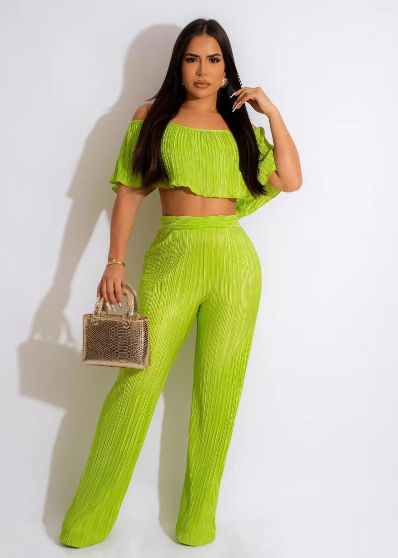 

Women's Two Piece Pants 2023 Heavy Industry Design Sense Niche Personality Fashion Comfort And Casual Spring Summer Shoulder Two-Piece Set, Blue