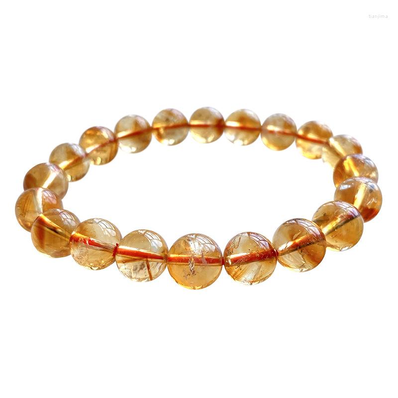 

Strand Wholesale Orange Glue Flower Natural Crystal Bracelet 10mm Beads Bracelets For Women Men Couple Gift Stone Fashion Jewelry