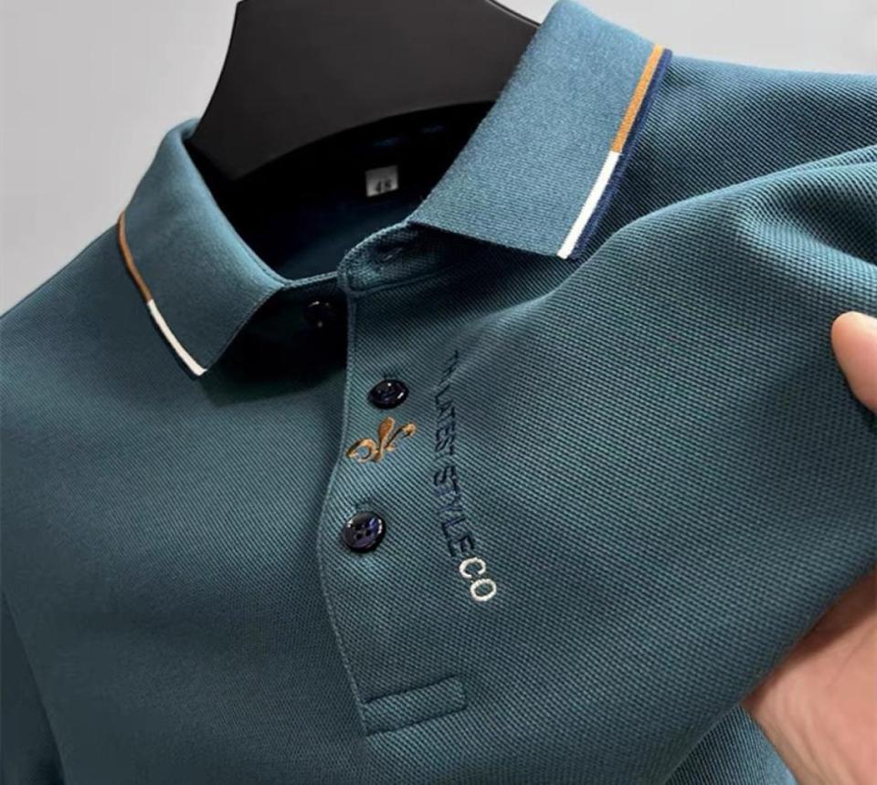 

Men039s Polos 100 cotton highend long sleeve tshirt men039s spring and autumn fashion embroidery Paul polo shirt brand men3863606, Red