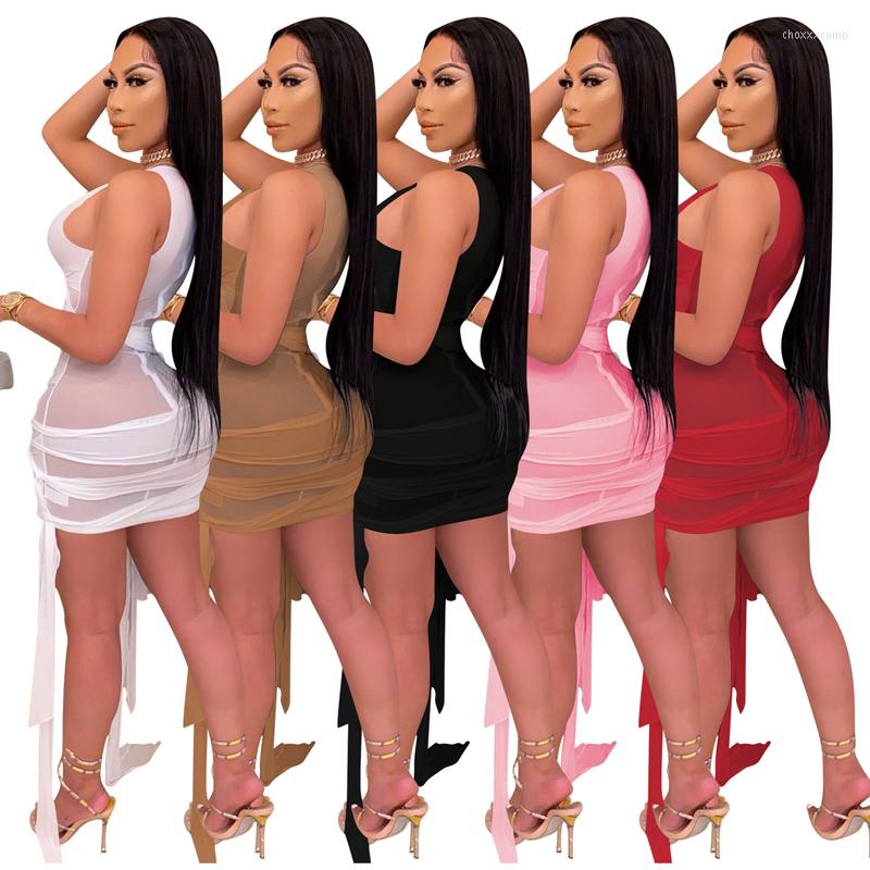 

Women' Swimwear Beach Women Fashion 2023 Swim Suit Dress Summer Sleeveless Tight Bind Elastic Nightclub Sexy Cover Up Hollow Out Solid, Red