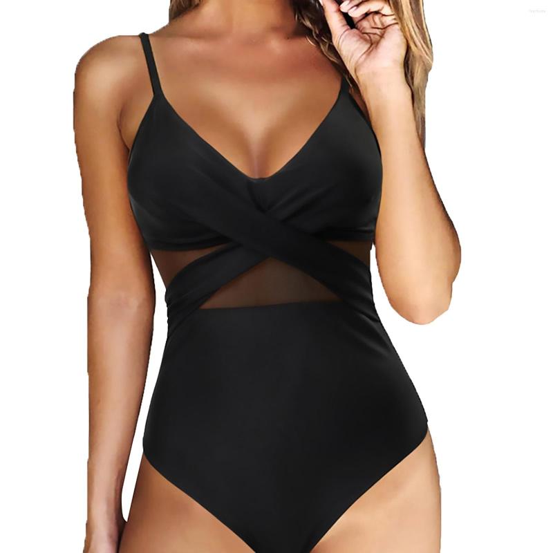 

Women' Swimwear Women Front Over Swimsuits Hollow Bathing Suits Monokinis, Black