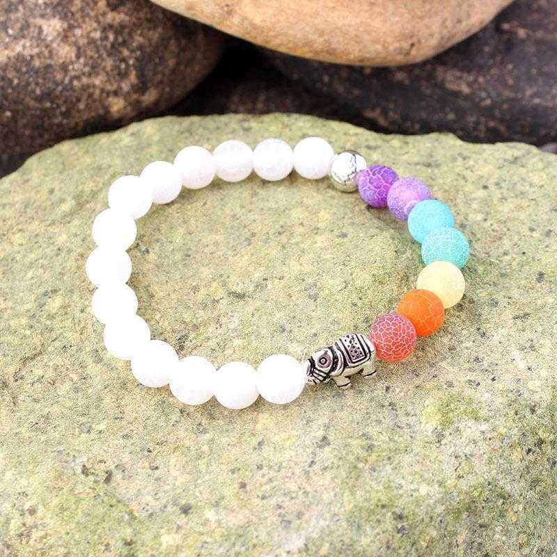 

Vintage Elephant Colorful Yoga Bracelet Lotus Agate