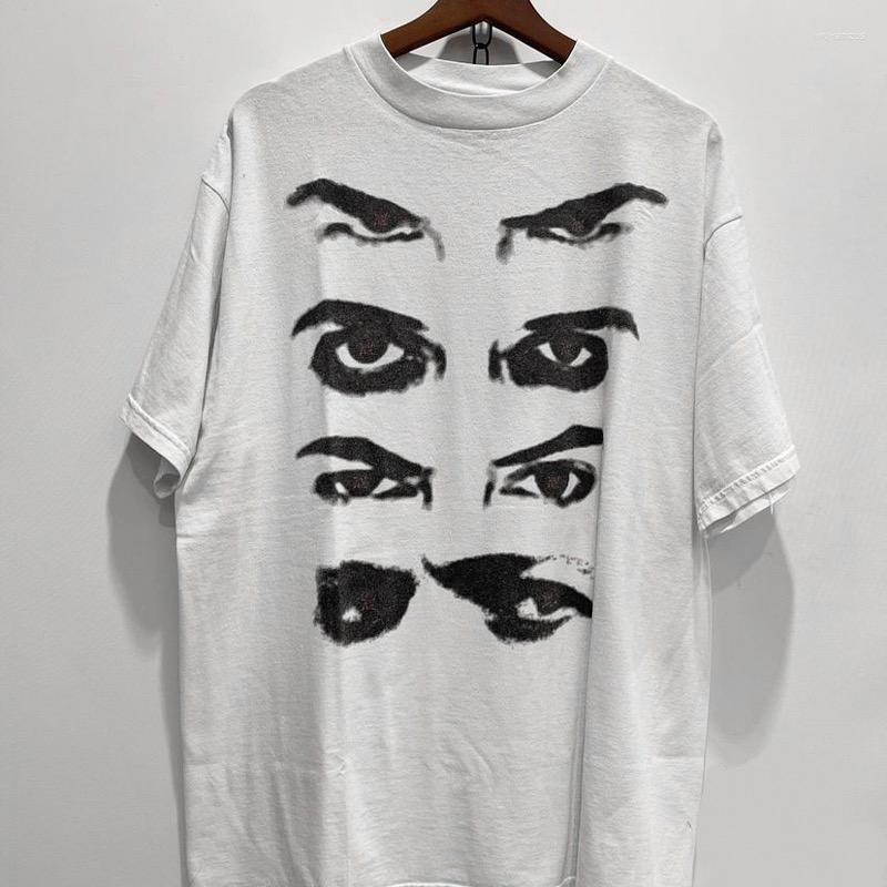 

Men' T Shirts Hip-hop Mens Punk Shirt Streetwear Brand Eye Printing Print Gothic T-Shirt 2023 Harajuku Casual Cotton Short Sleeve Tshirt, White