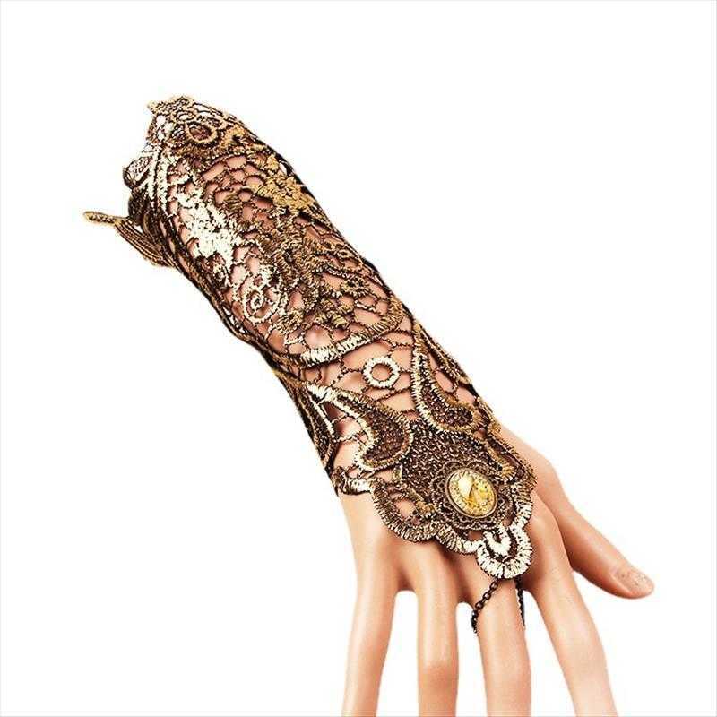 

Gold Lace Gloves Womens Bracelets Vintage Ceremonial Dress Decoration Matching Bracelet