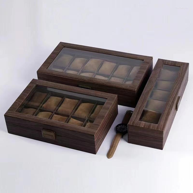 

Watch Boxes Vintage Wood Grain Leather Series Bracelet Display High-end Storage Box Factory Wholesale Waterproof Watches