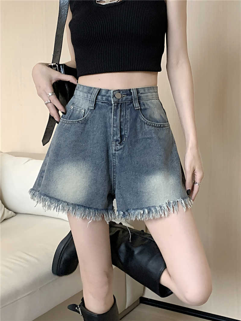 

Women's Shorts SURMIITRO S-5XL Plus Size Denim Shorts Women 2023 Summer Korean Fashion Blue Tassel High Waist Short Pants Jeans Female AA230508, Deep blue