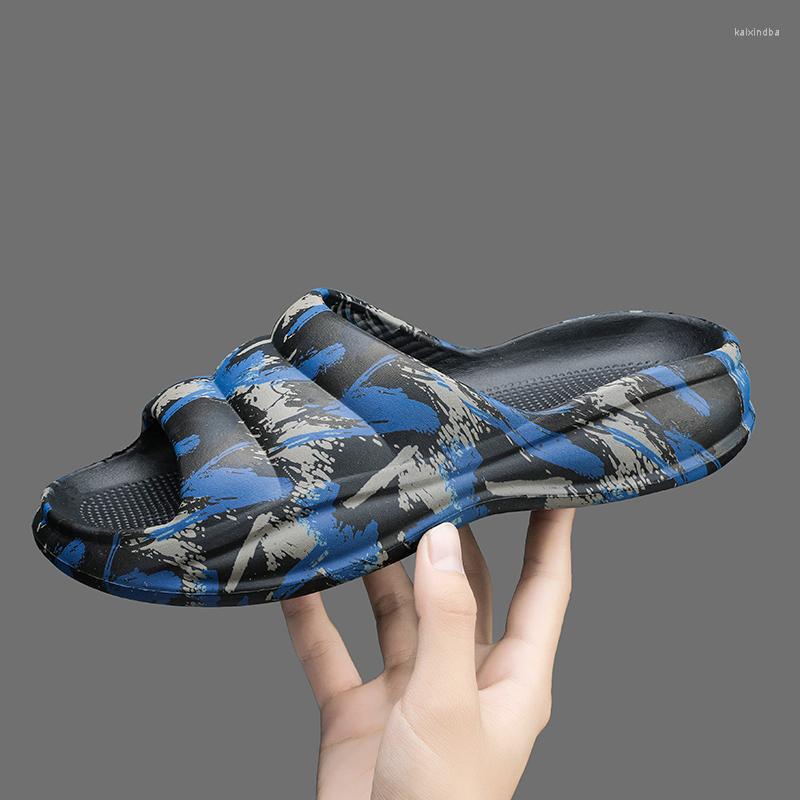 

Slippers Men's Slides Summer Flip Flops Man Clappers Indoor Cloud Slipper EVA House Shoes Camouflage Men Platform Beach SandalsV, White