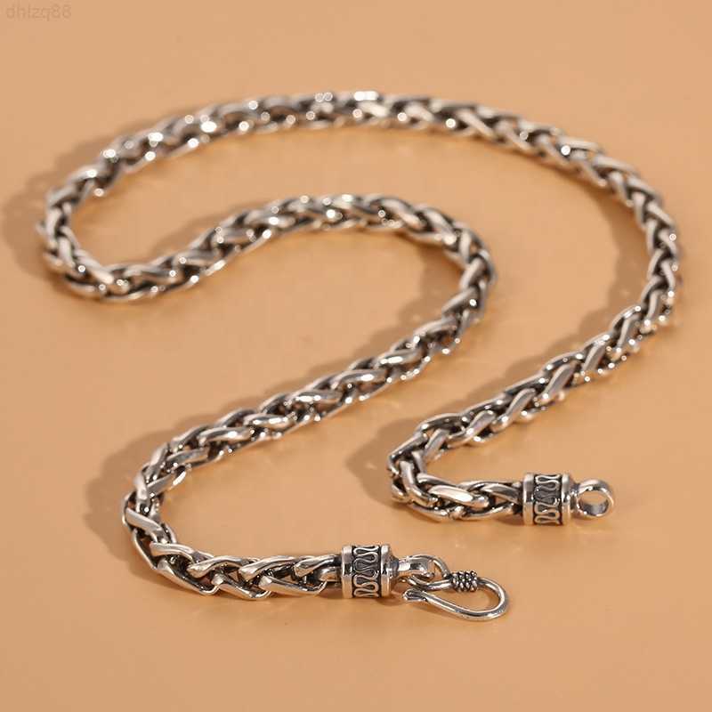 

Firstmadam Thai Silver Keel Curb Link Chain Miami Cuban Hiphop Retro Men Necklace
